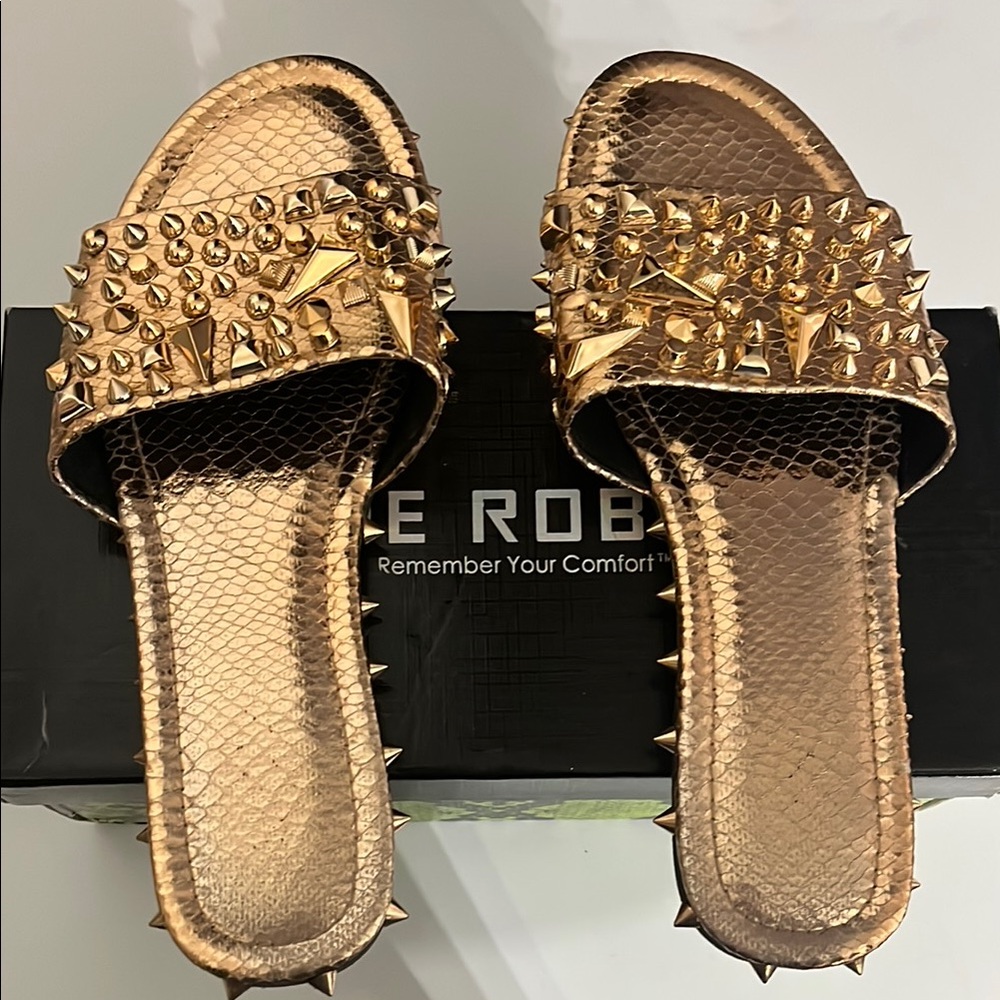 Cape Robbin Tonie Spike and Stud Adorned Flat Sandals
